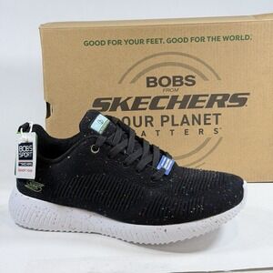 Skechers  Bobs Size-9 Womens Squad Reclaim Memory Foam Sneaker Black
